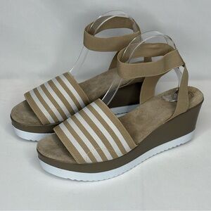 Women’s Tan Wedge Sandals with Ankle Strap
